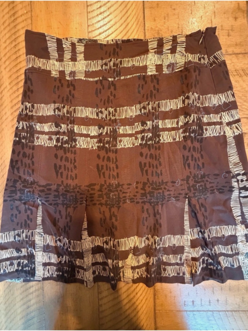 Burberry Brown Cream Patterned A-Line Skirt